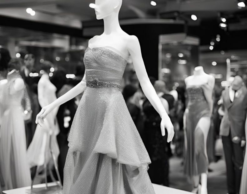 Mannequin vitrine pour robe de soirée