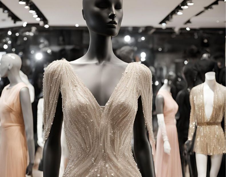 Mannequin vitrine pour robe de soirée