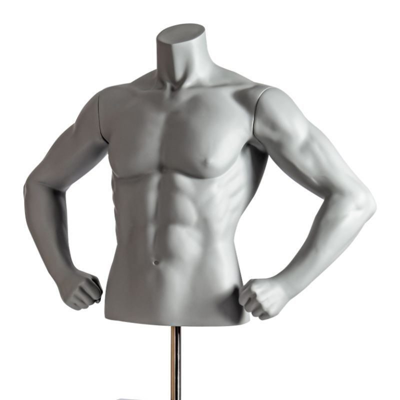 Buste Mannequin Homme Sport Gris Posture D&eacute;termin&eacute;e : Bust shopping