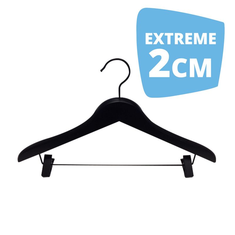 10 Black hangers 44cm with clips : Cintres magasin