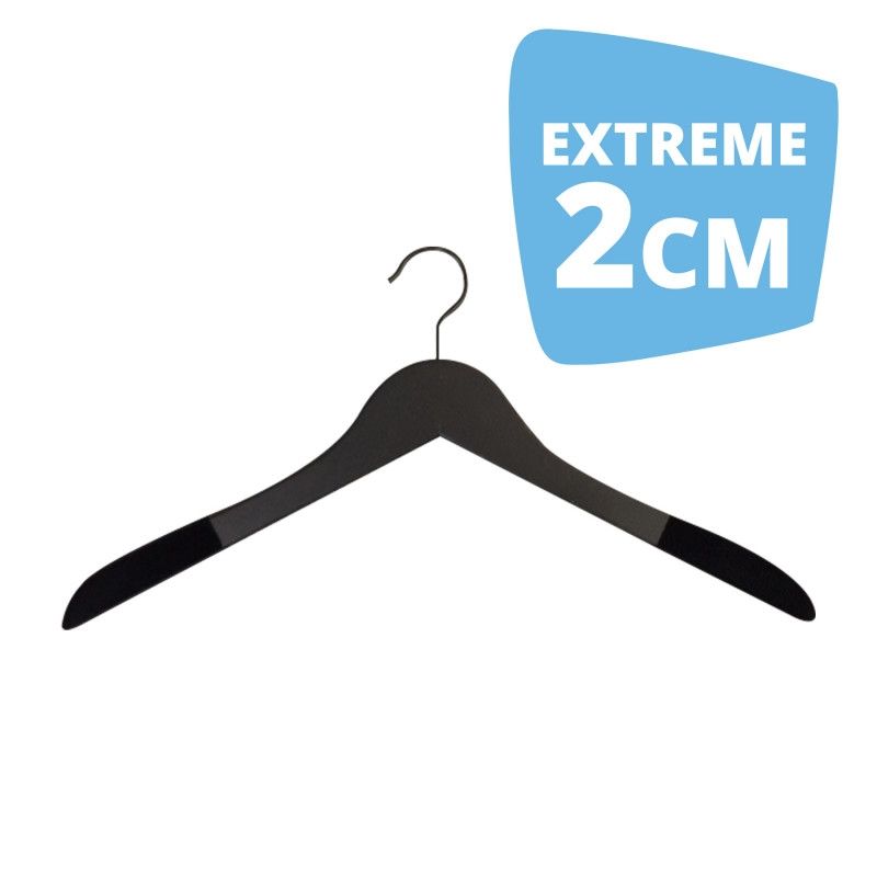 10 black wooden hangers 44cm flock extreme 2 cm : Cintres magasin