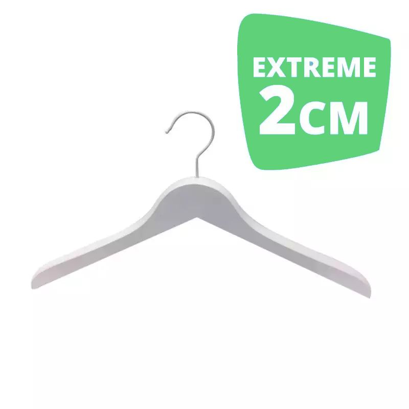 10 Cintres en bois blanc 44cm extreme 2 cm : Cintres magasin