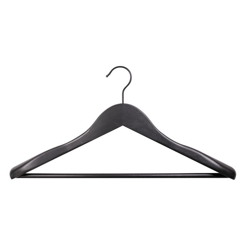 10 Cintres pour veste en bois noir avec barre pantalon : Cintres magasin