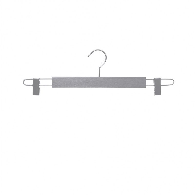 10 Grey wooden hangers with clips 42 cm : Cintres magasin
