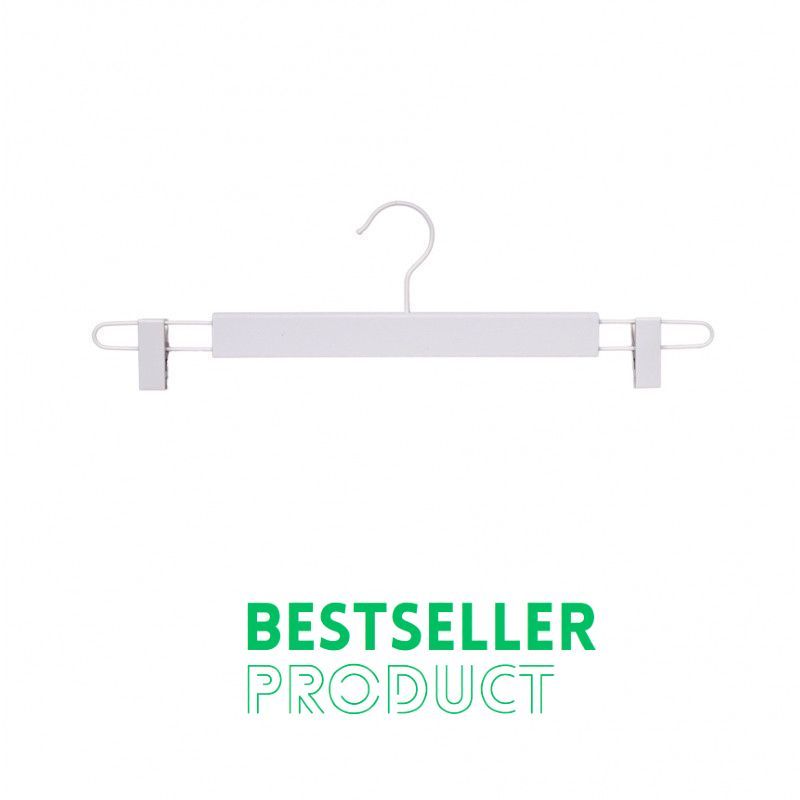 10 hanger wood white clamps 42 cm : Cintres magasin