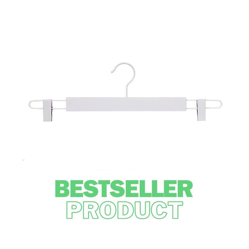 10 hanger wood white clamps 42 cm : Cintres magasin