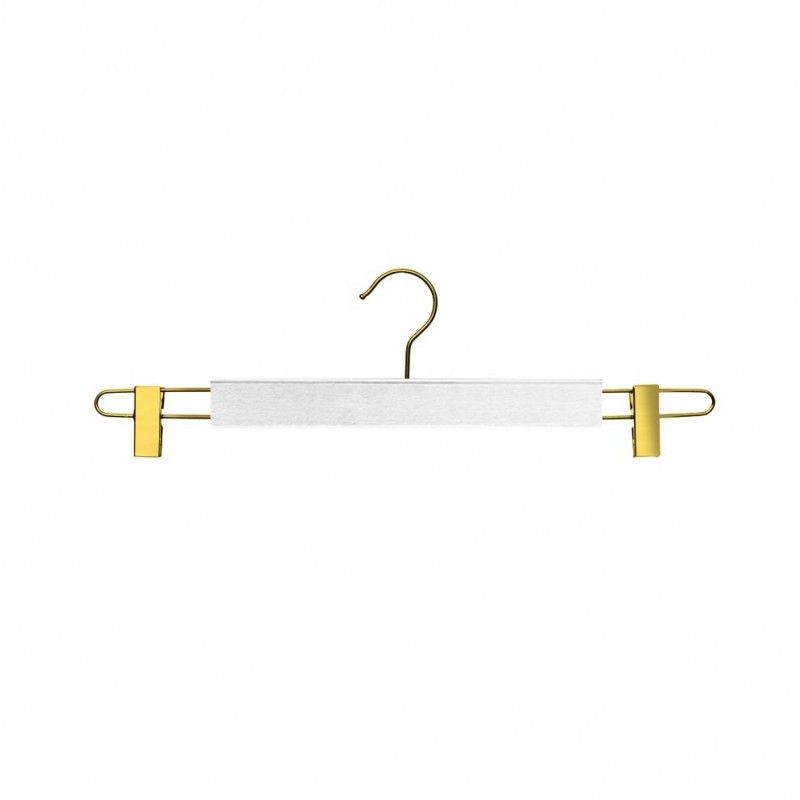 10 perchas de madera con clip en blanco y dorado : Portants shopping