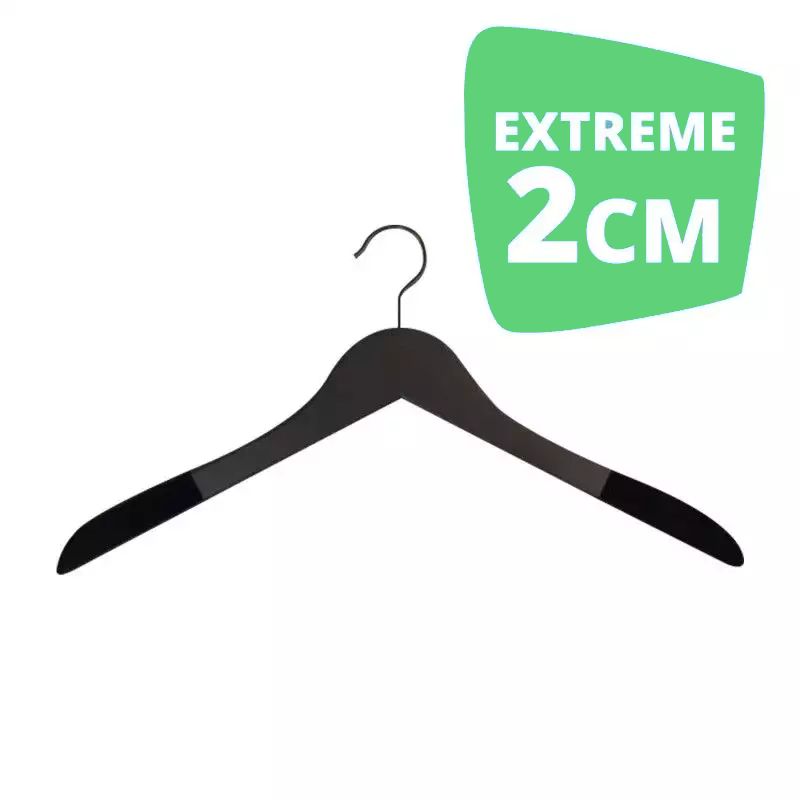 10 Perchas de madera negro 44cm flock extreme 2 cm : Cintres magasin