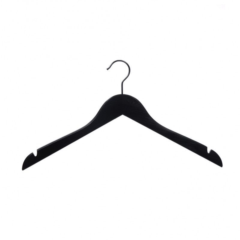 10 shirt Hangers black wood without bar 44 cm : Cintres magasin