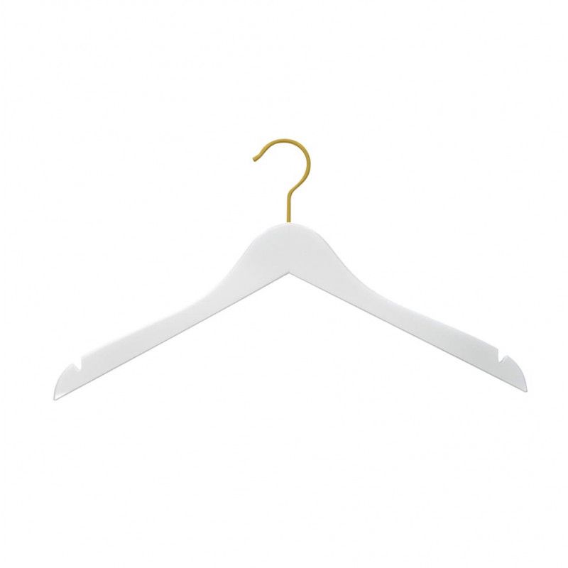 10 white hangers 44 with gold hook : Cintres magasin