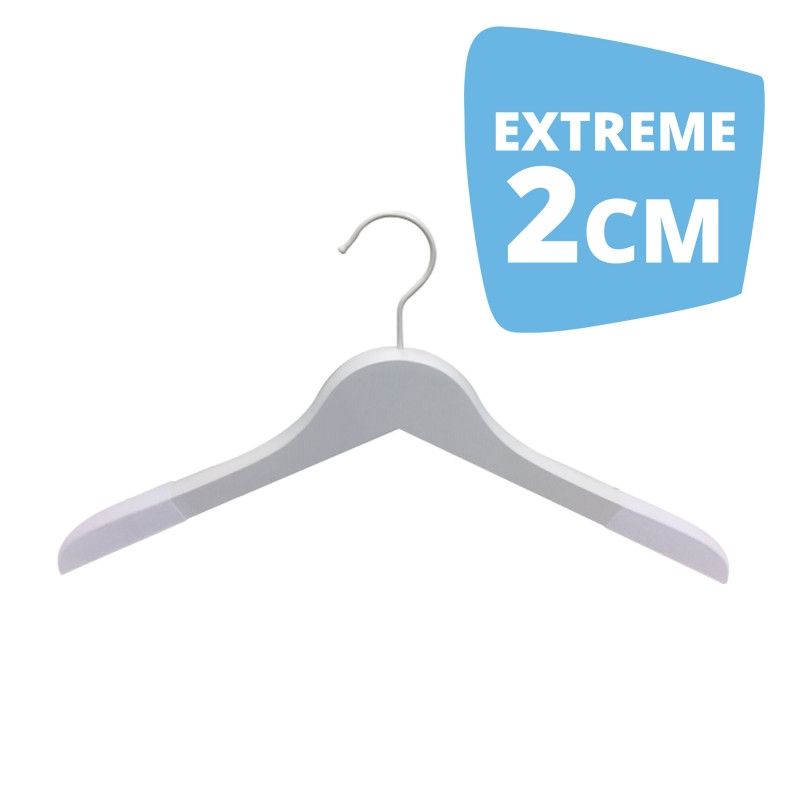 10 white wooden hangers 44cm flock extreme 2 cm : Cintres magasin