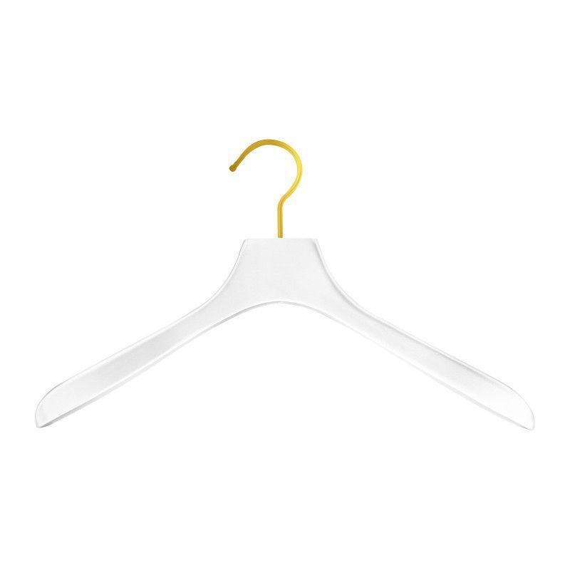 10 white wooden hangers with gold hook 42cm : Cintres magasin