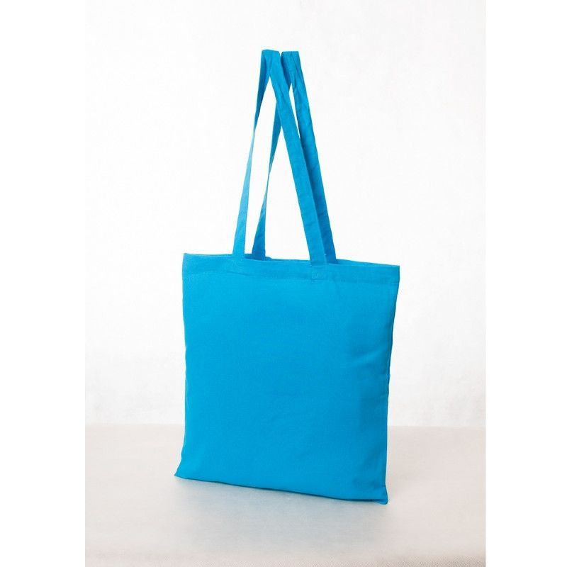 100 Blue color natural ecological cotton bags : Tote bags