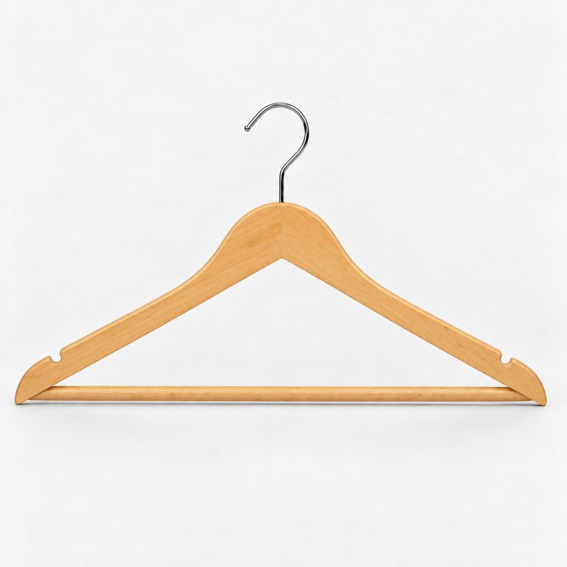 100x Cintres en bois naturel avec barre pantalon 44 cm : Cintres magasin