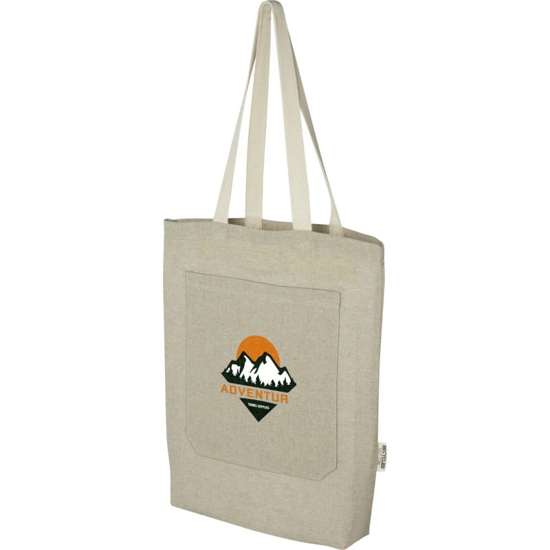 150g recycled cotton bag with front pocket 36x8x41cm : Tote bags