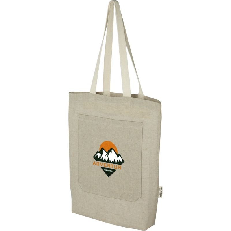 150g recycled cotton bag with front pocket 36x8x41cm
