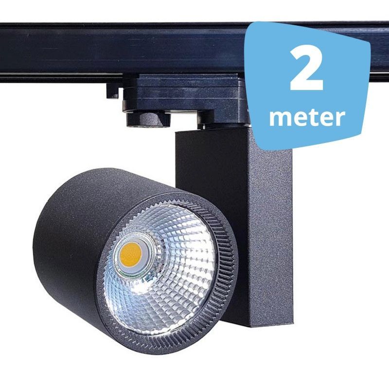 2 x Projecteurs led 30 W sur rail triphas&eacute; Spirit noir : Spots
