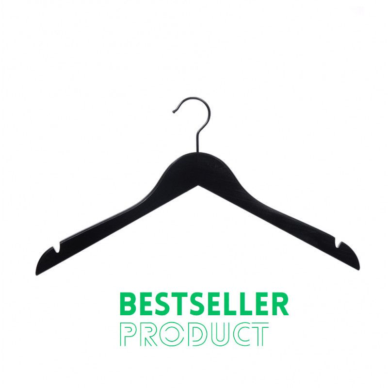 25  Hangers black wood without bar 44 cm : Cintres magasin