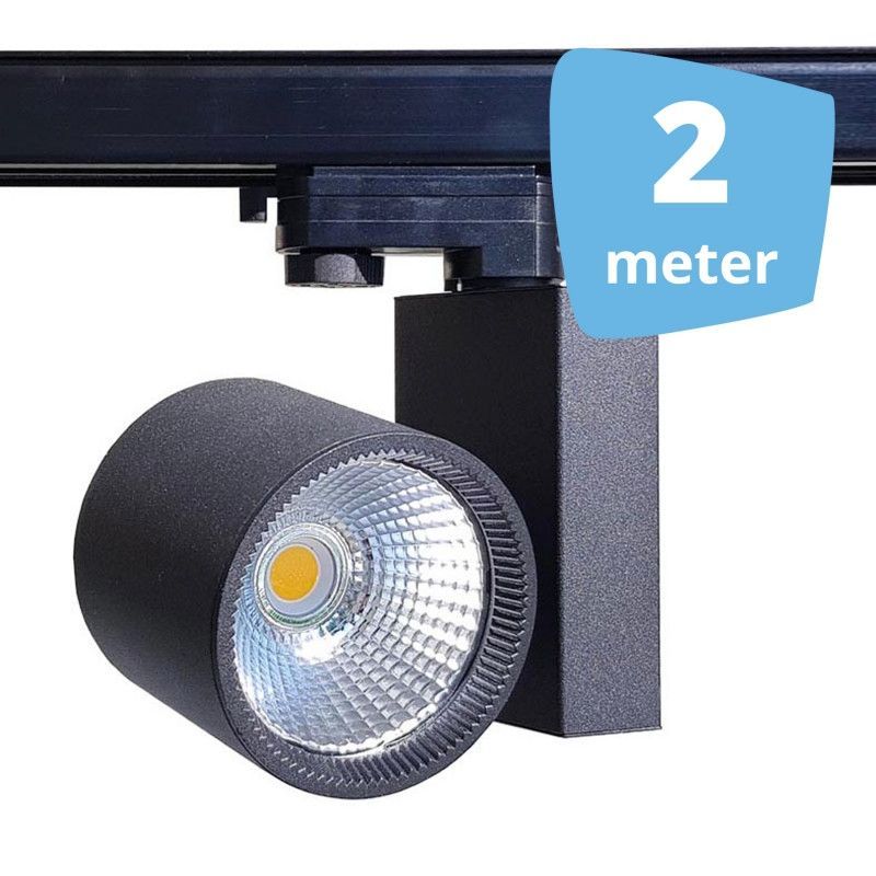 2x LED Schienenstrahler 30 W 3-Phase Spirit Schwarz 2 m : Spots