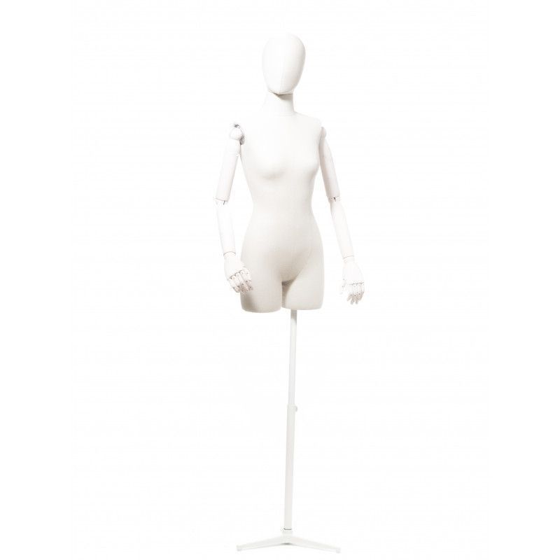 3/4 torso female with white fabric and wooden arms : Bust shopping