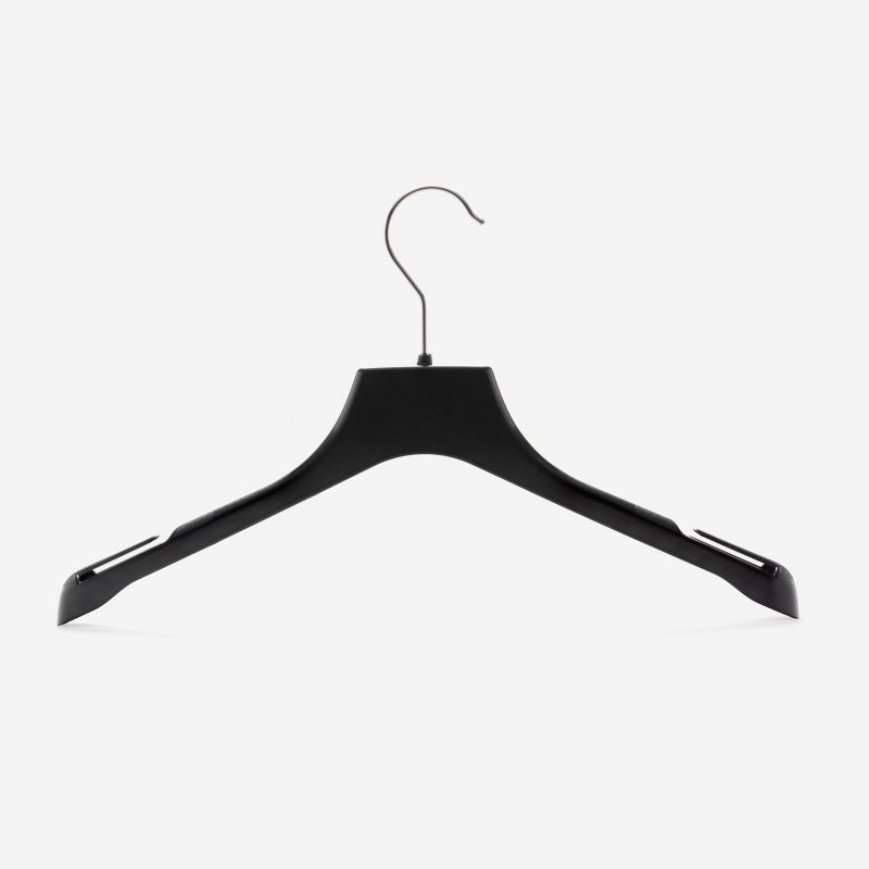 20-200x Black Plastic Shirt Hangers - 43cm & 47cm, Space-Saving, Blouse Hangers (Open Box)