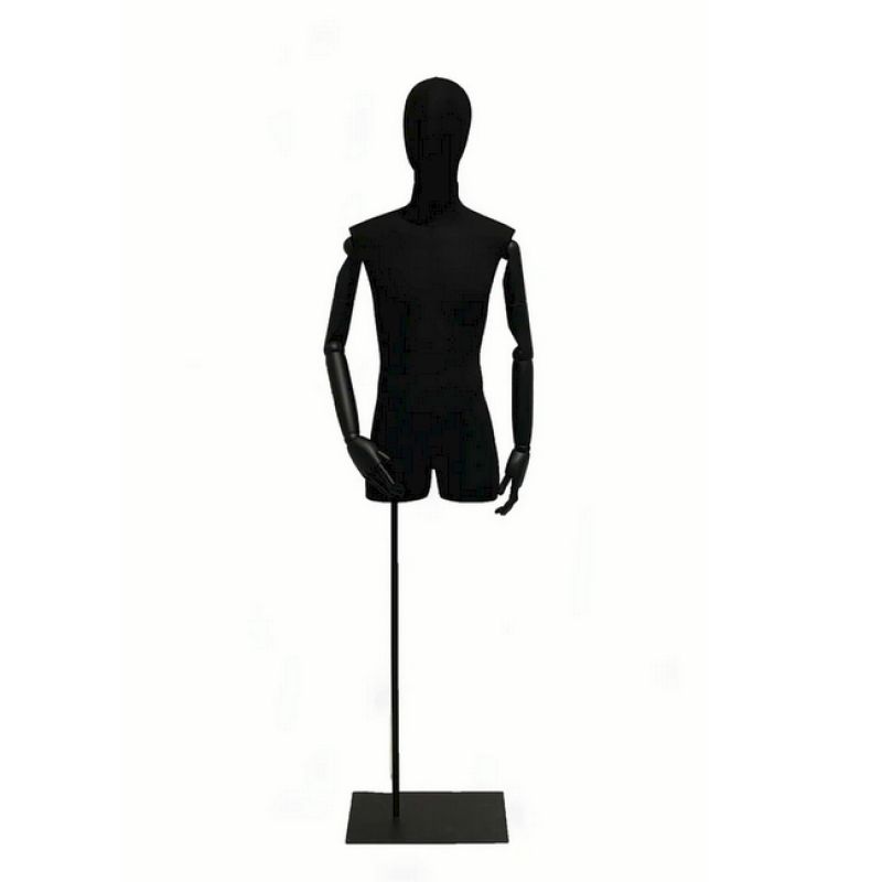 Men's Black Fabric Bust with Head on Rectangle Base ... Black male cloth bust with head : Bust shopping