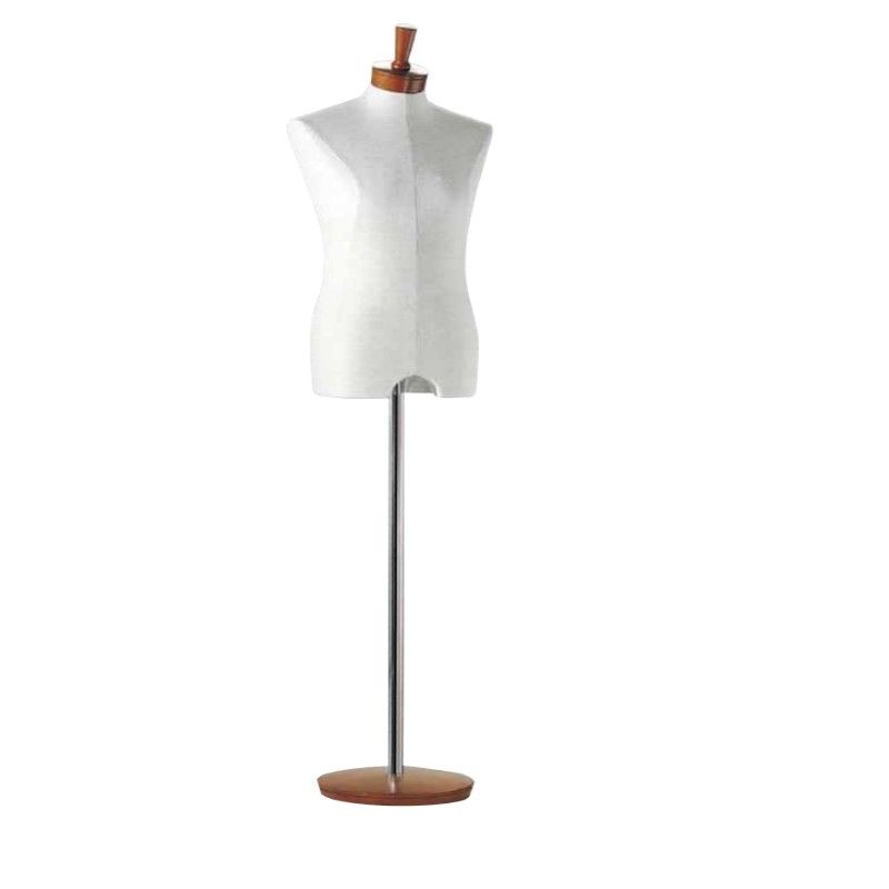 Buste mannequin homme en lin et finition chrome avec capot ... Buste homme en lin avec tenon en bois : Bust shopping