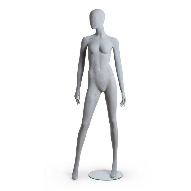 Female window mannequin gray concrete color for an industrial look ... Female mannequin abstract head with no finish color : Mannequins vitrine