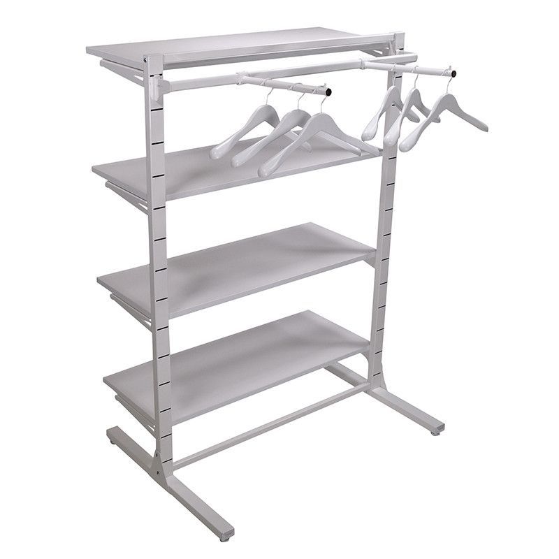 Gondole blanche avec etageres H 145 X 105 X 73 CM : Portants shopping