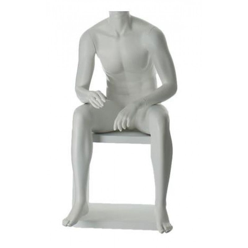 Headless male mannequin seated without head white finish.
This mannequin ... Male mannequin seated without head white finish : Mannequins vitrine