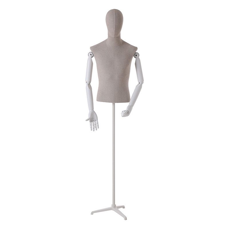 Man bust with abstract head, vintage collection, head and torso ... Male mannequins torso vintage linen white wooden arm : Mannequins vitrine