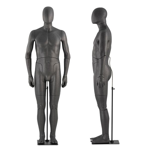 Maniqui flexible caballero en EPP negro (espuma de polipropileno) con ... Maniqui flexible cabellora con cabeza abtracta : Mannequins vitrine