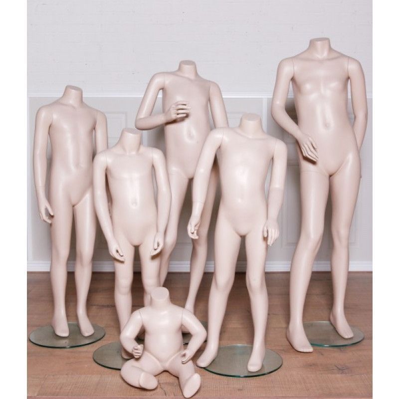 Confezione manichini vetrina bambino senza testa. 6 modelli di bambini ... Packa 6 manichini bambino sin testa color pele : Mannequins vitrine