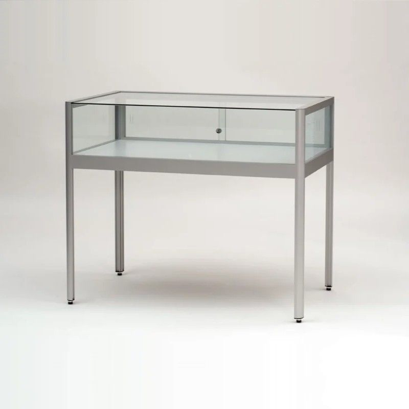 Silver counter shop window with sliding door : Vitrine