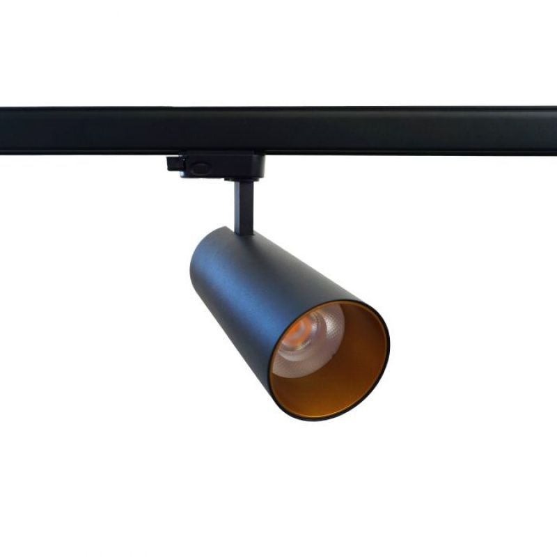 Ce spot LED noir de 30W diffuse une lumière ... Spot LED noir orientable 30W lumière 3000K pour rail : Eclairage