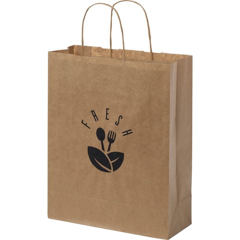 80g brown paper bag with twisted handles 25x11x32cm : Tote bags