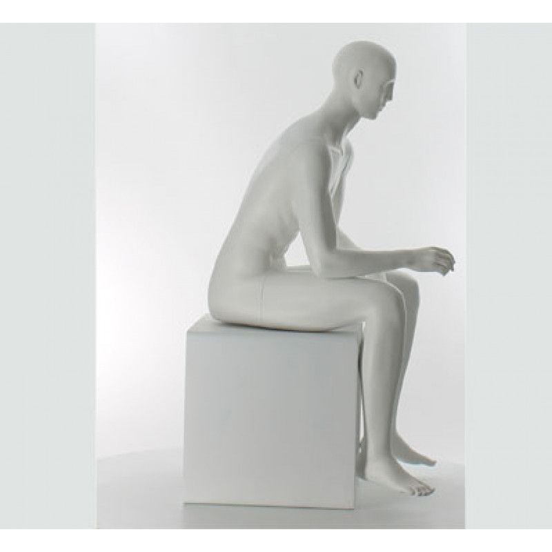 Image 1 : Faceless seated male mannequin - white ...