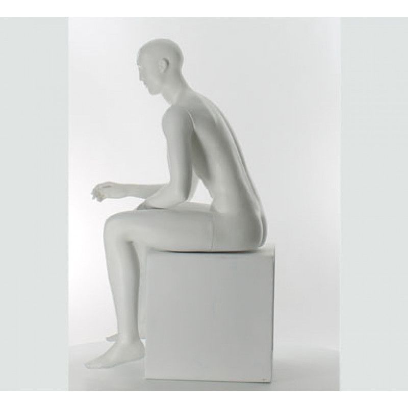 Image 2 : Faceless seated male mannequin - white ...
