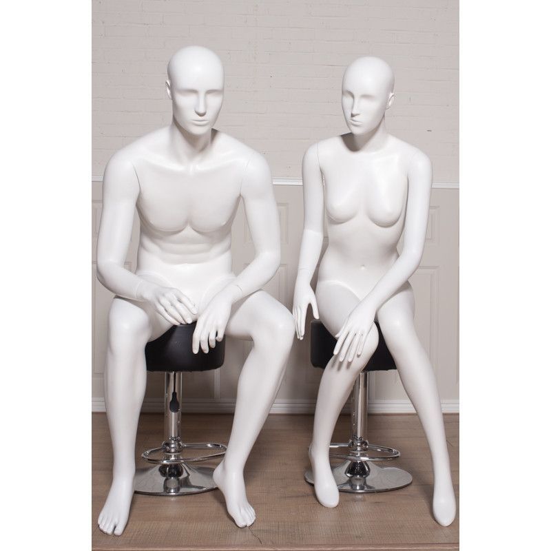 Image 4 : Faceless seated male mannequin - white ...