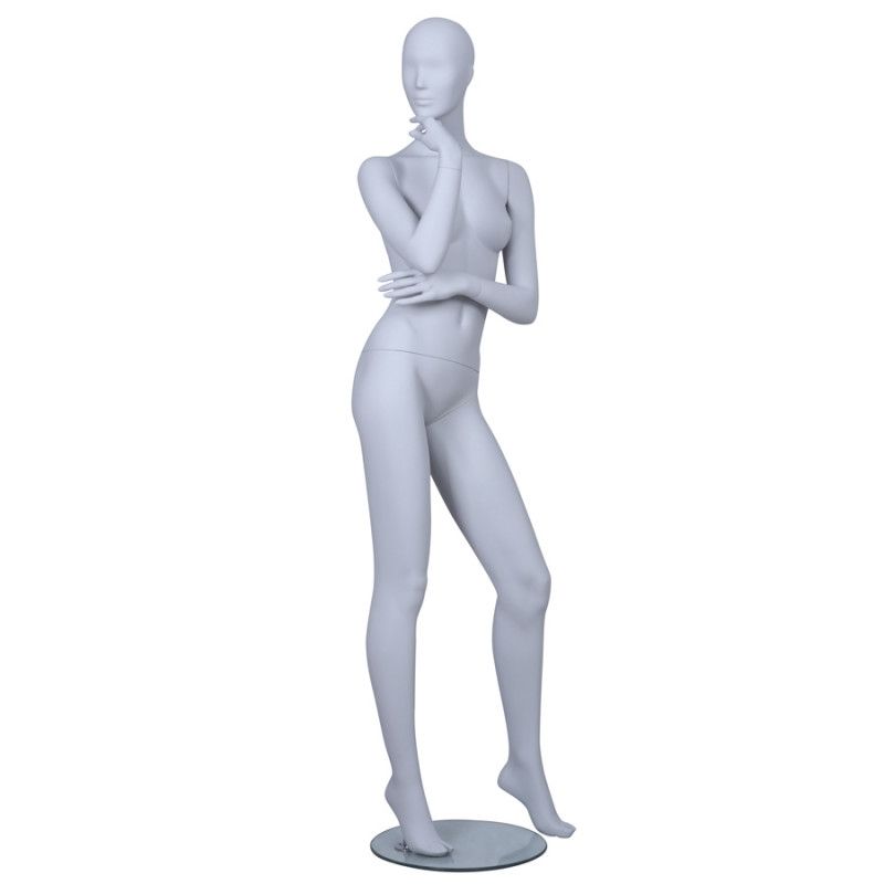 Abstract female mannequin light grey color : Mannequins vitrine