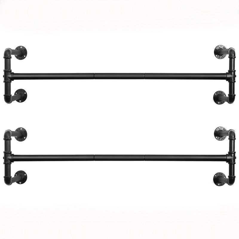 Industriale Stile Rustico Appendiabiti da Parete Colore: Nero BSTKEY con Doppio Gancio 