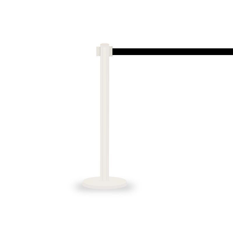 Barrier post with retractable black ribbon : securite shopping