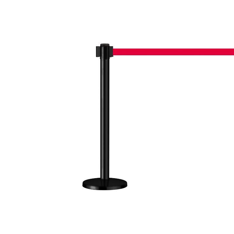 Barrier post with retractable red ribbon : securite shopping