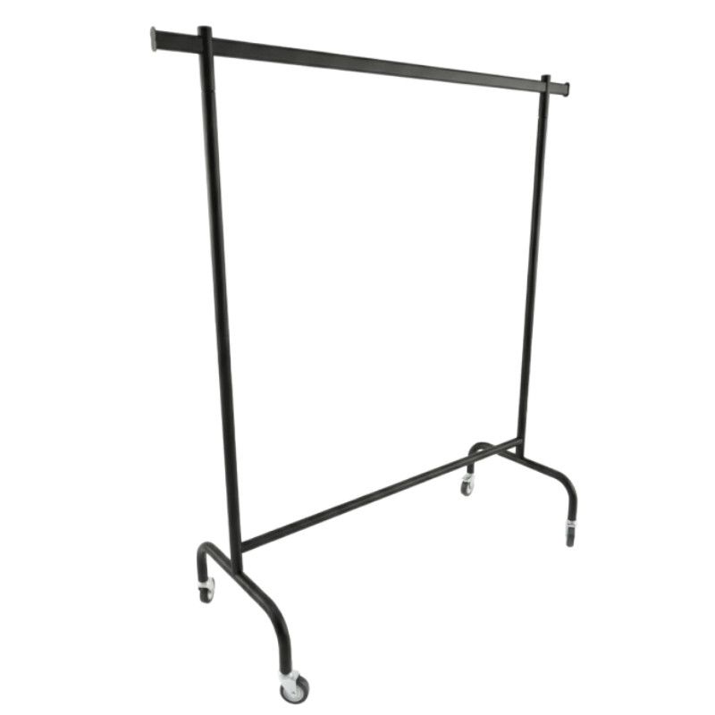 Straight rack black adjustable wheeled Ideal for optimising the organisation ... BASIC XXL Black Clothing Rack Fixed Height 160 cm : Portants shopping