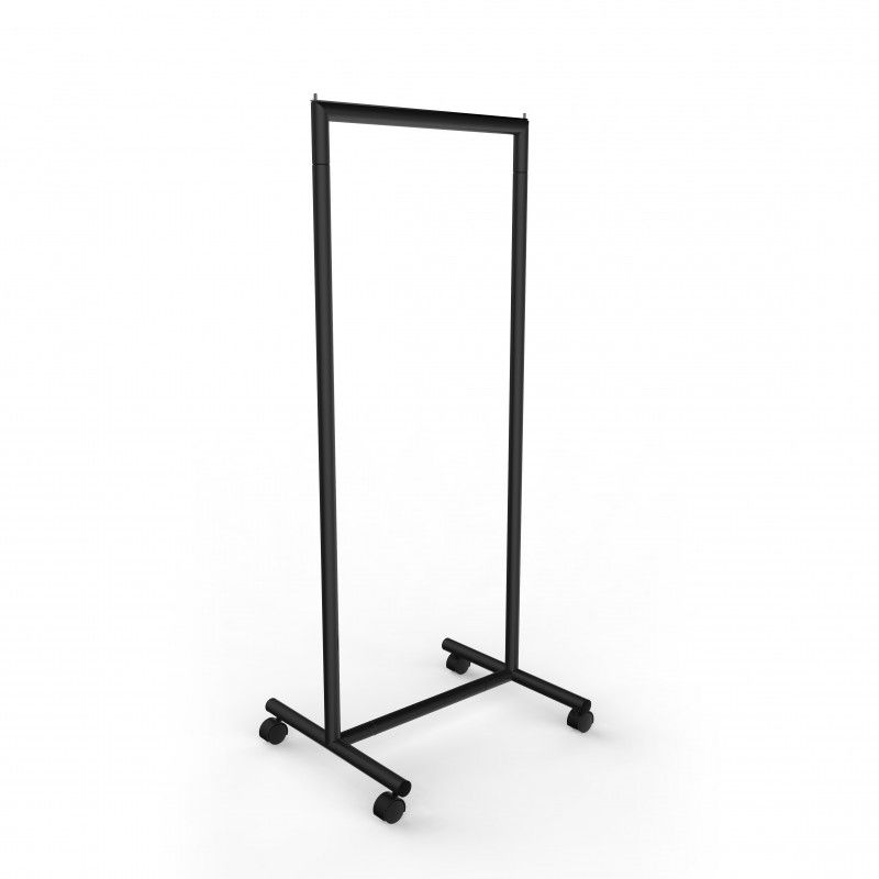 Black clothing rails with wheels 60cm wide 145cm high : Portants shopping