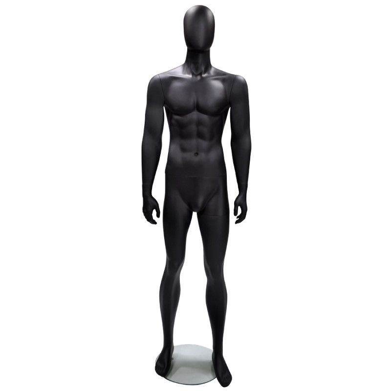 Black color male mannequins straight positition : Mannequins vitrine
