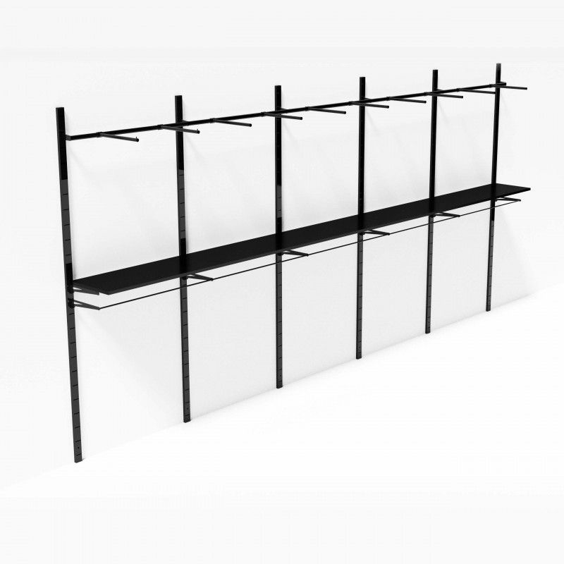 Black Display shelves for retail store 5 meters : Presentoirs shopping