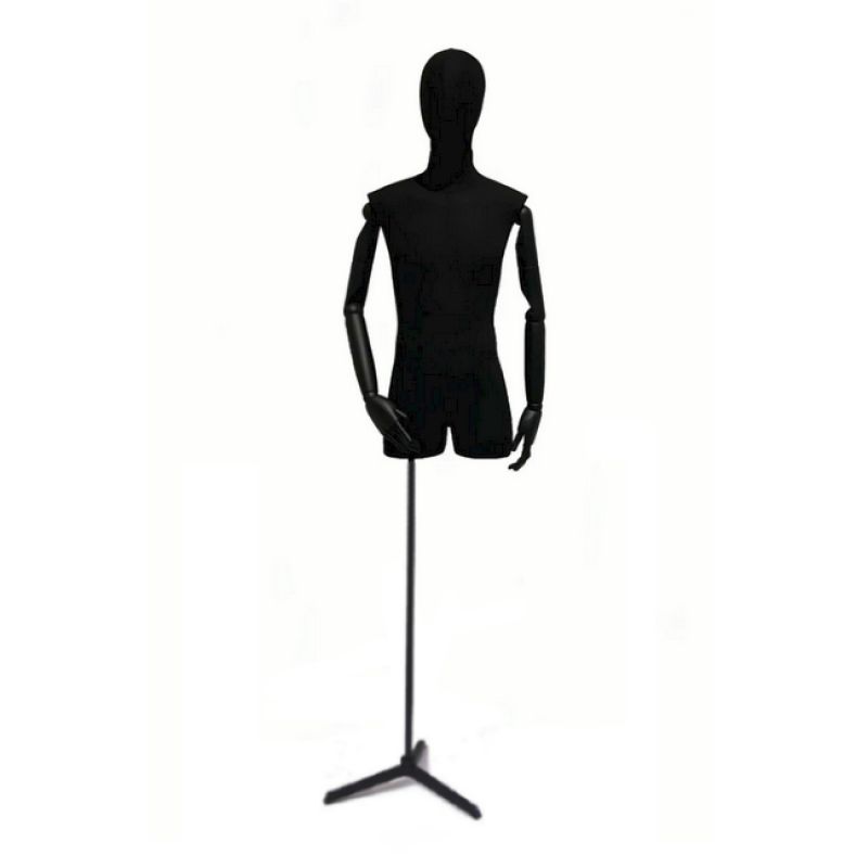 Black fabric male bust on tripod base : Bust shopping