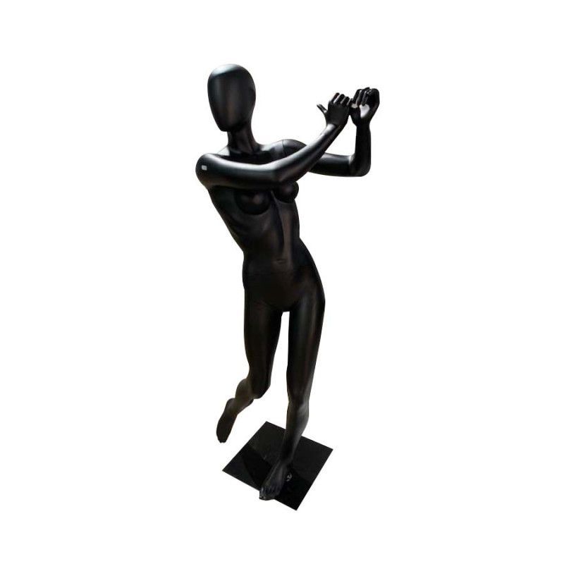 Black finish female golf player mannequin : Mannequins vitrine
