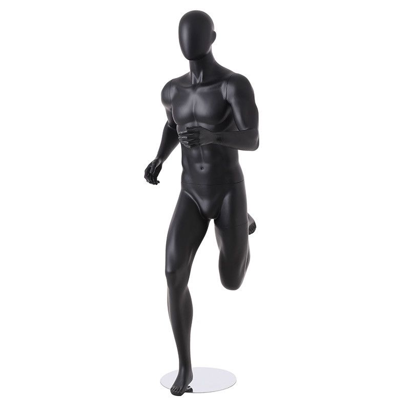 Black finish running male mannequin : Mannequins vitrine